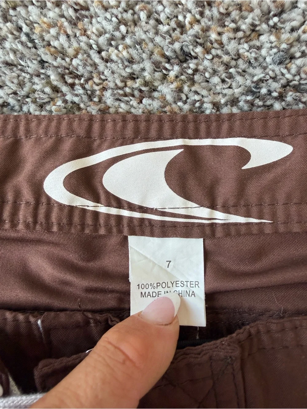 O'Neill Womens Size 7 Brown White Board Shorts Y2K Surf Cargo Swim Beach